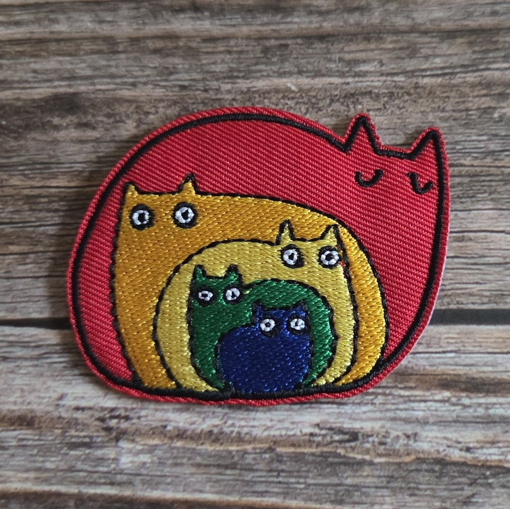 Abstract Art Cat In Cats Kitten Nesting Doll Modern Art  Iron on Patch.